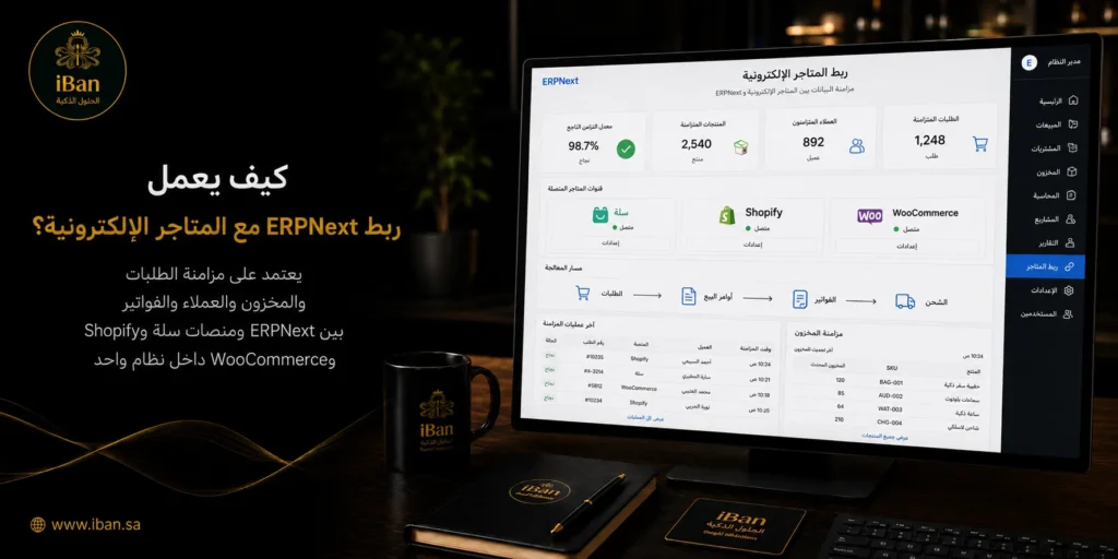 كيف نربط ERPNext مع سلة وShopify وWooCommerce لمزامنة الطلبات والمخزون تلقائيًا؟